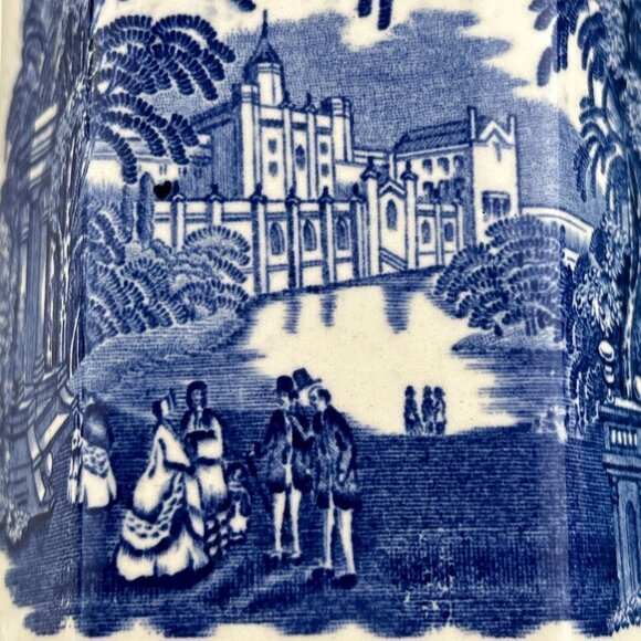 Vintage Kitchen Decor | Masons Vista Blue Stoneware Jar with Lid | - Picture 3 of 7